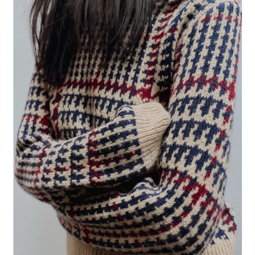 Zara NWT houndstooth wool jumper sweater 0021/110 - Picture 11 of 13